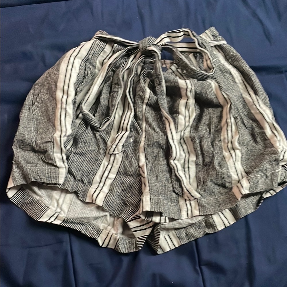 Indigo Rising Black and White Striped Shorts